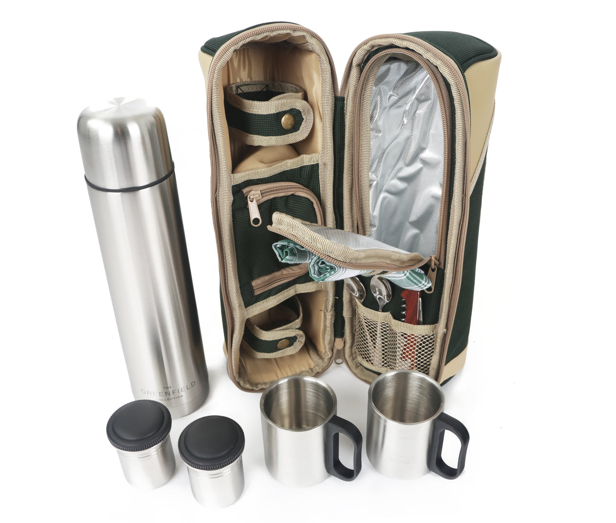 Deluxe Flask & Mug Picnic Set for Two People