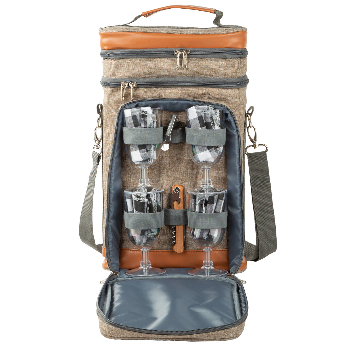 Contemporary Wine Cooler Bag for 4 people with accessories - Greenfield Collection