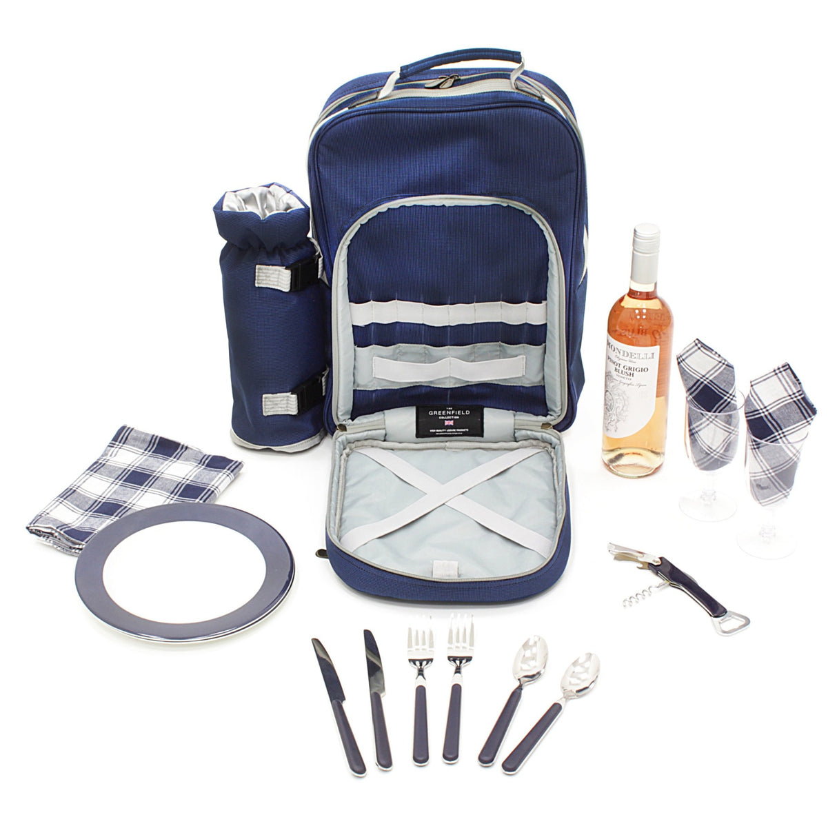 Greenfield Collection Luxury Forest Green Picnic Backpack Hamper for Two People - The Greenfield Collection