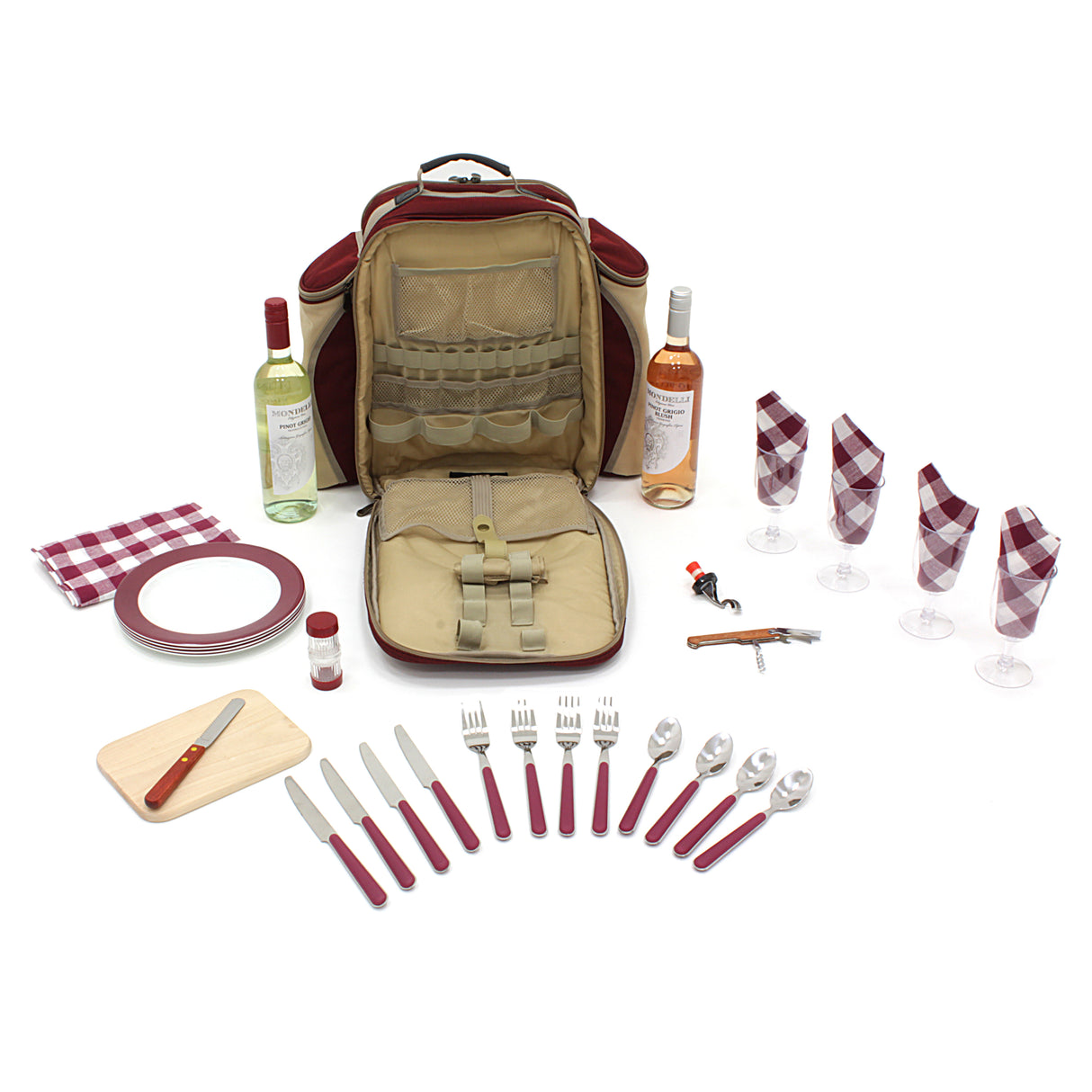 Greenfield Collection Deluxe Picnic Backpack Hamper for Four People with Matching Picnic Blanket - The Greenfield Collection