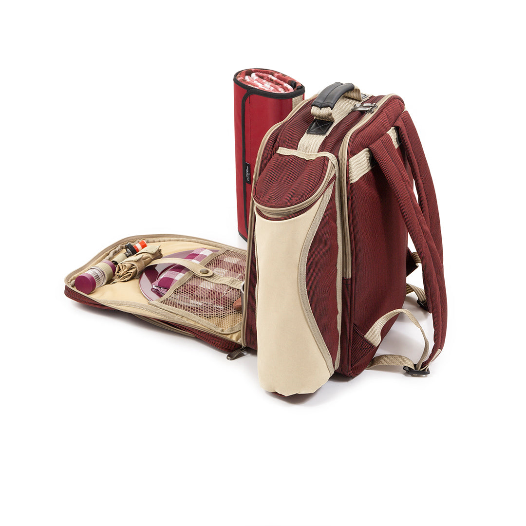 Greenfield Collection Super Deluxe Picnic Backpack Hamper for Two People with Matching Picnic Blanket - The Greenfield Collection
