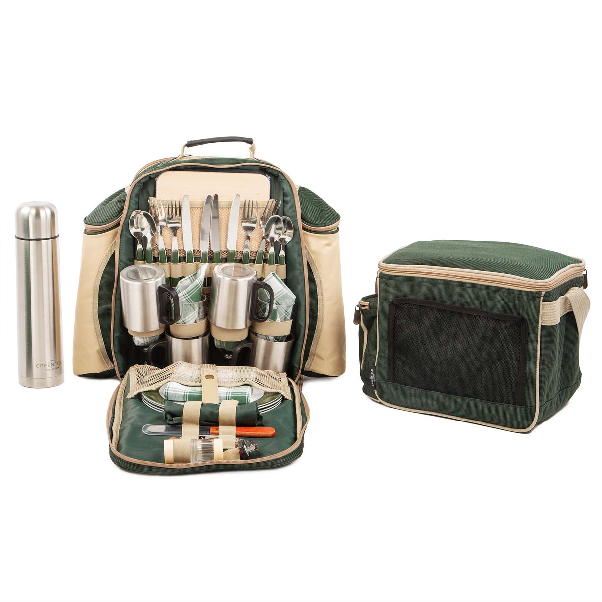 Greenfield Collection Super Deluxe Picnic Backpack Hamper with Matching Cool Bag - The Greenfield Collection