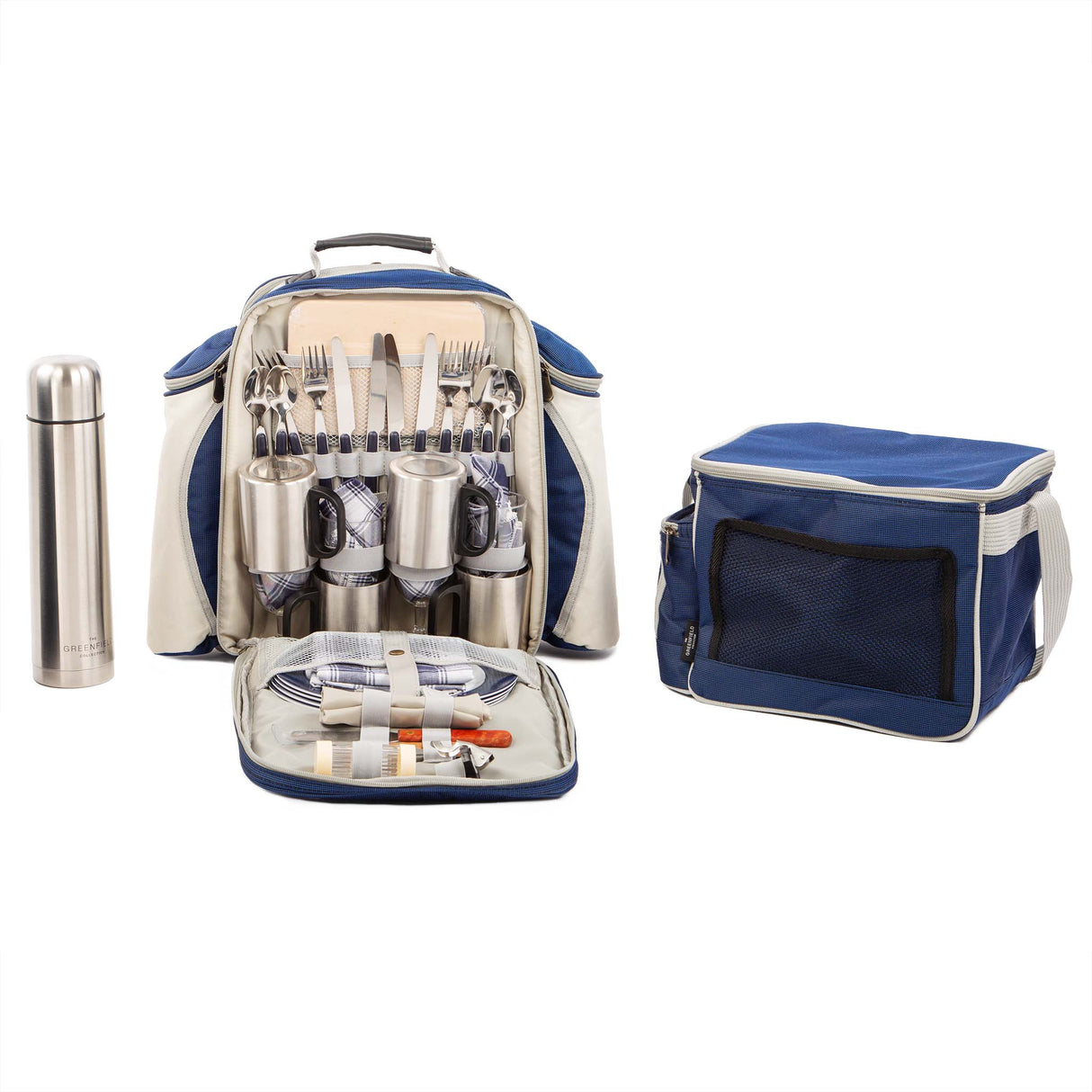 Greenfield Collection Super Deluxe Picnic Backpack Hamper with Matching Cool Bag - The Greenfield Collection
