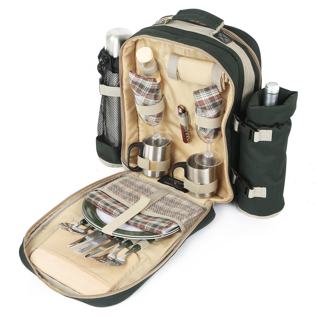 Greenfield Collection Super Deluxe Picnic Backpack Hamper for Two People - The Greenfield Collection