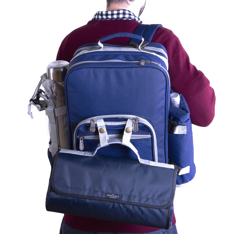 Greenfield Collection Super Deluxe Picnic Backpack Hamper for Two People with Matching Picnic Blanket - The Greenfield Collection