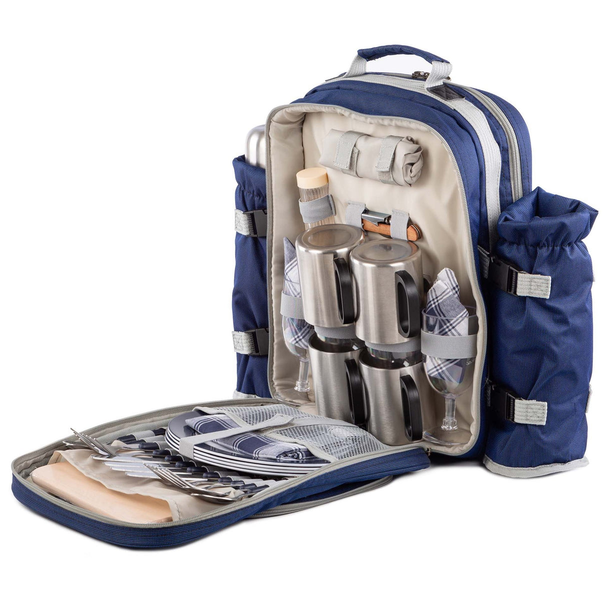 Greenfield Collection Super Deluxe Picnic Backpack Hamper for Four People - The Greenfield Collection