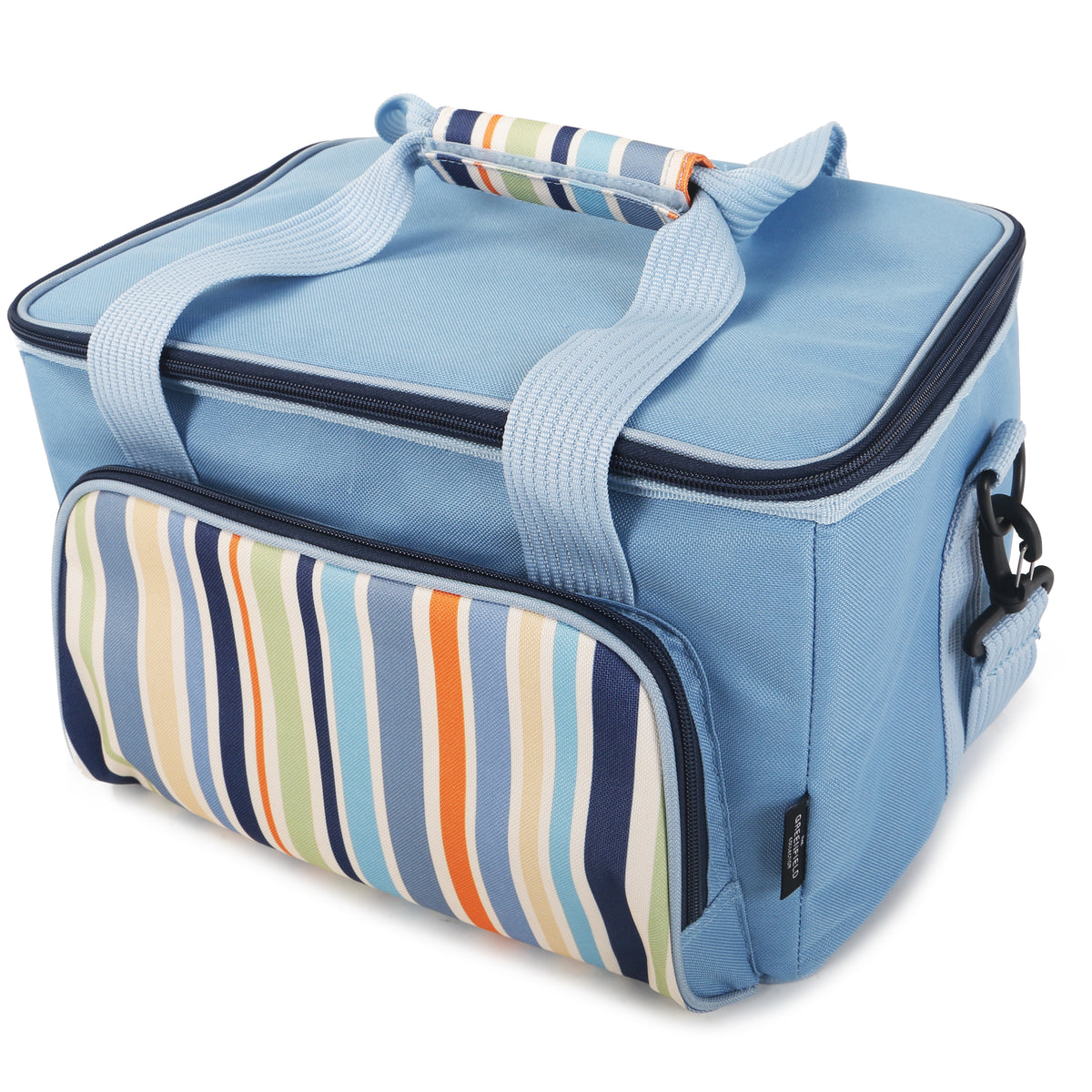 KitchenCraft Lunch Grey Stripy 5 Litre Cool Bag With Lime Handles | DIY