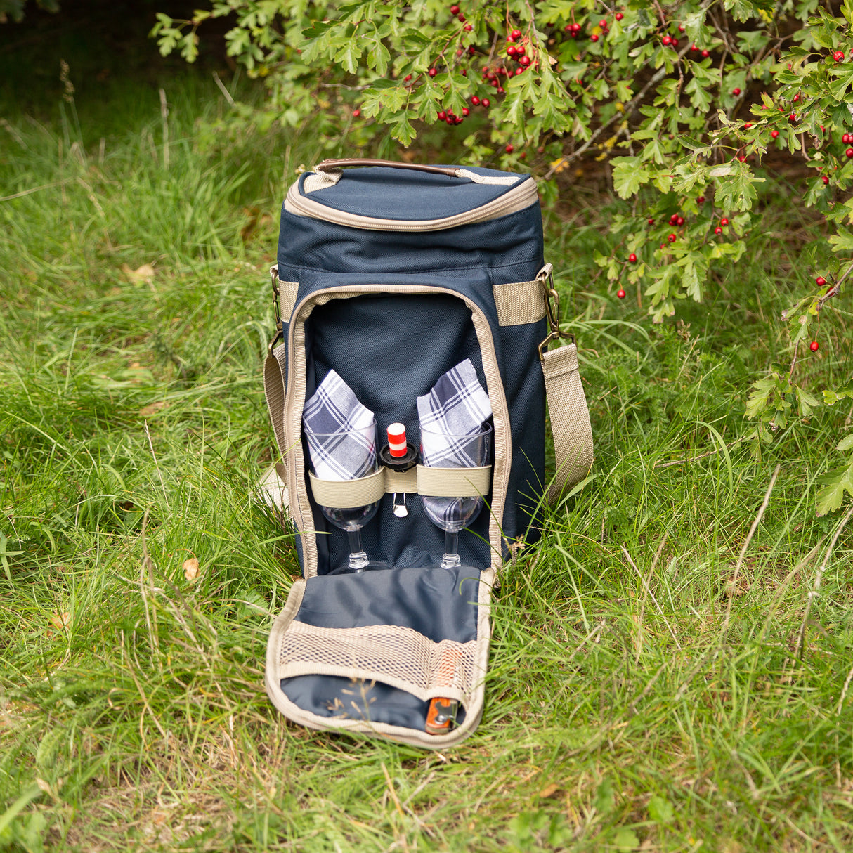 Greenfield Collection Super Deluxe Admiral Blue Wine Cooler Bag for Two People - The Greenfield Collection