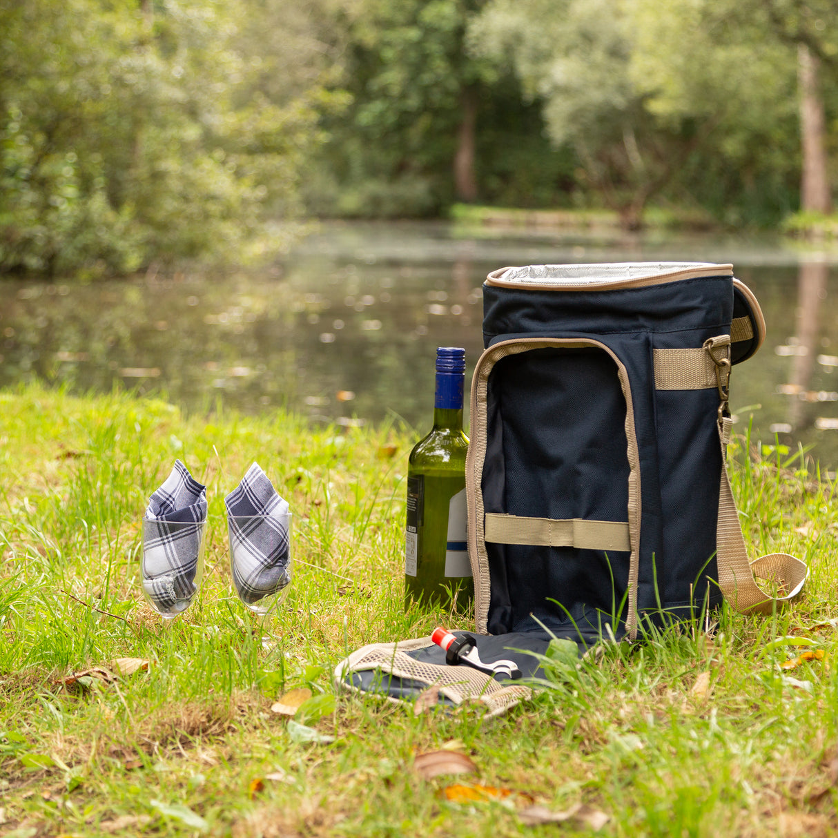 Greenfield Collection Super Deluxe Admiral Blue Wine Cooler Bag for Two People - The Greenfield Collection