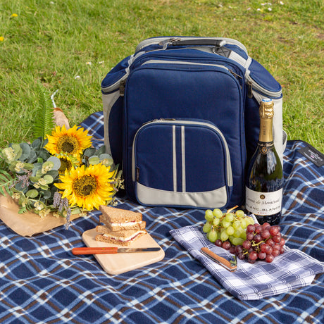 Greenfield Collection Deluxe Picnic Backpack Hamper for Two People with Matching Picnic Blanket - The Greenfield Collection