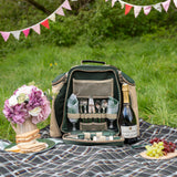 Deluxe Picnic Backpack Hamper for Two People with Matching Picnic Blanket - The Greenfield Collection