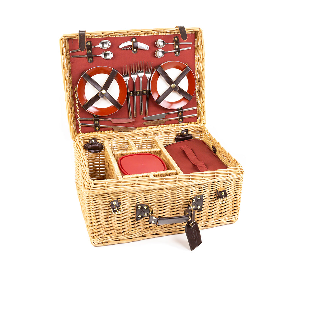 Greenfield Collection Blenheim Willow Picnic Hamper for Four People - The Greenfield Collection