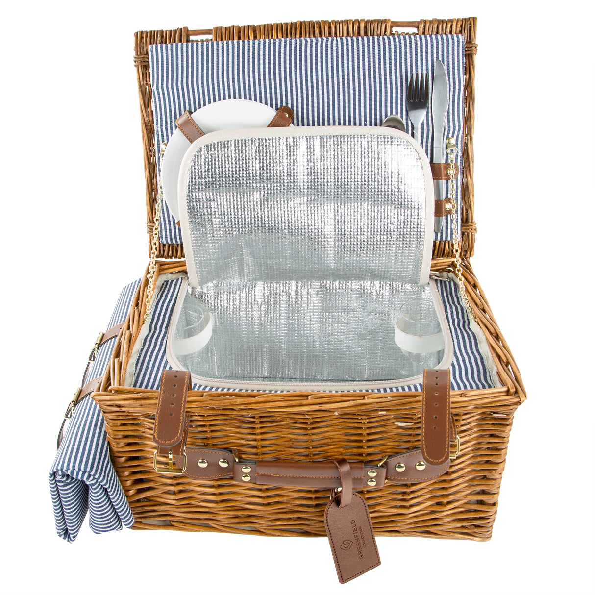 Abbotsbury Willow Picnic Basket Hamper with Picnic Blanket - The Greenfield Collection