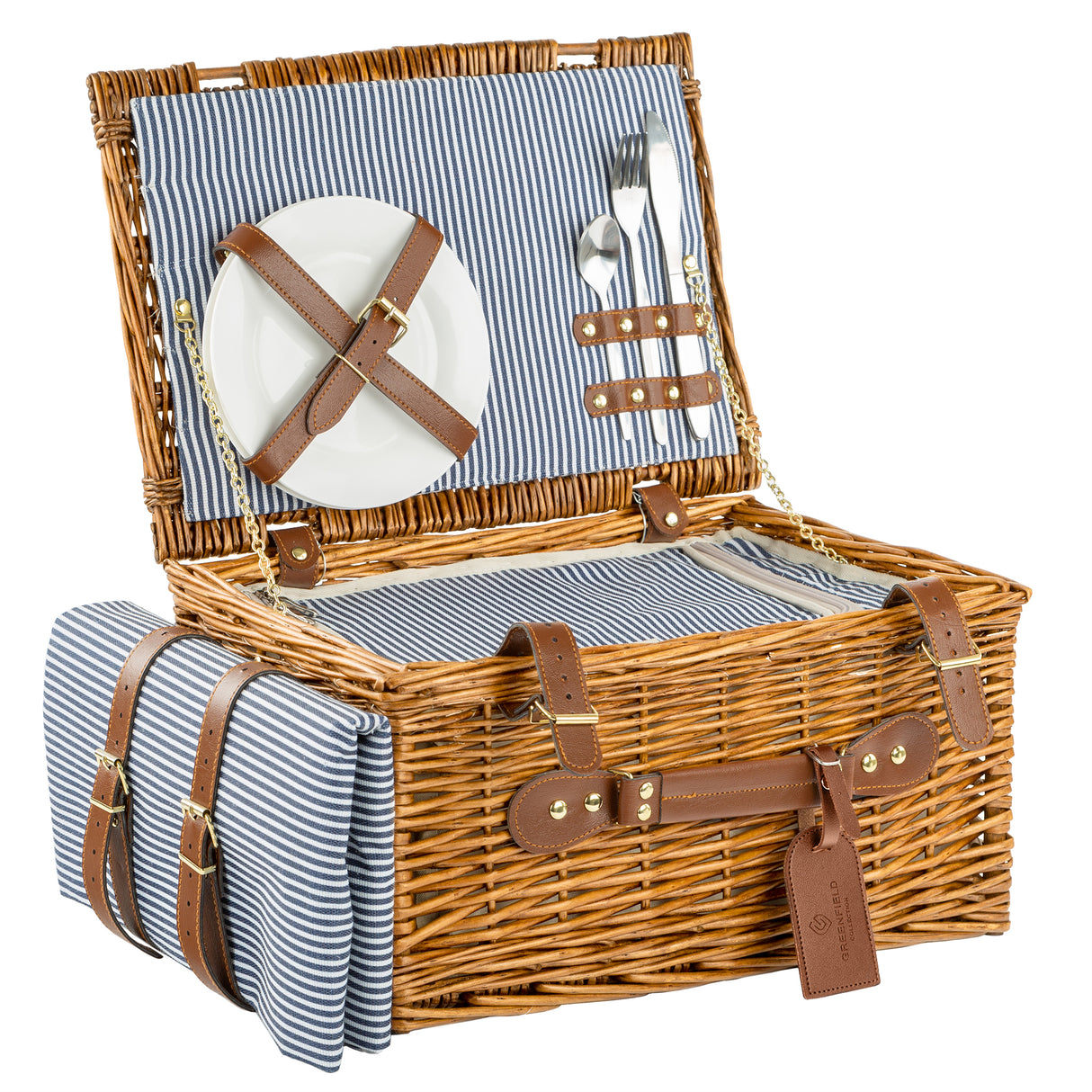 Abbotsbury Willow Picnic Basket Hamper with Picnic Blanket - Greenfield Collection