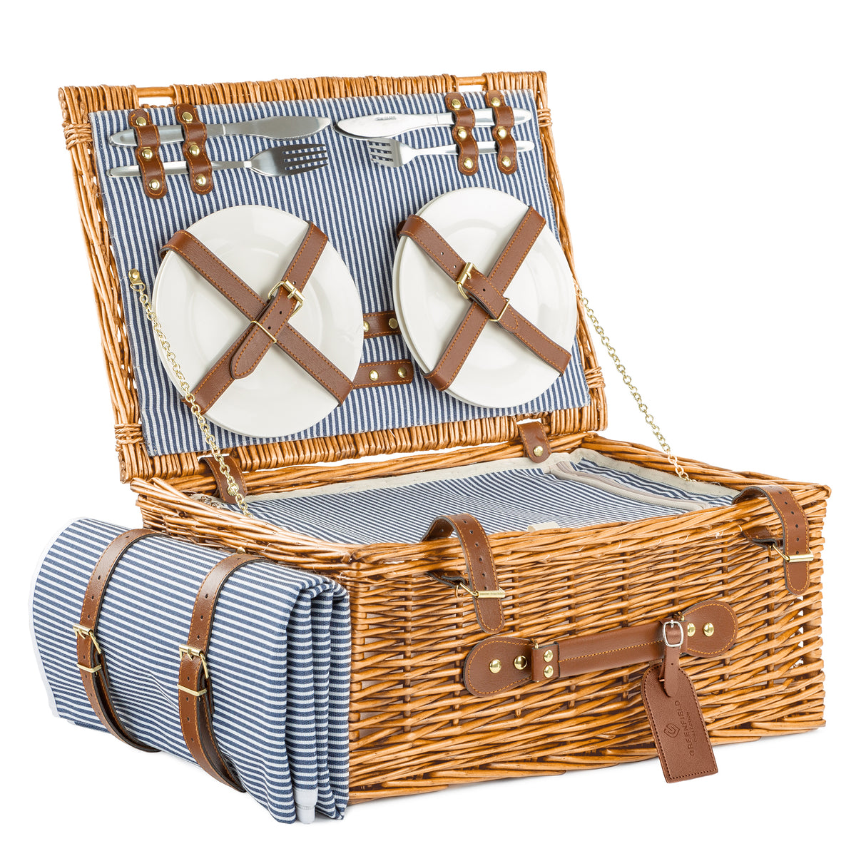 Abbotsbury Willow Picnic Basket Hamper with Picnic Blanket - The Greenfield Collection