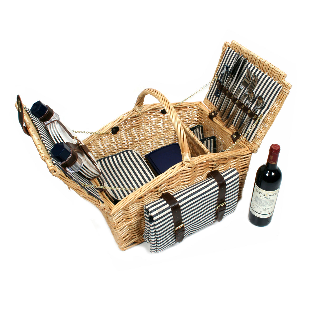 Greenfield Collection Somerley Willow Picnic Hamper for Four People with Matching Blanket - The Greenfield Collection