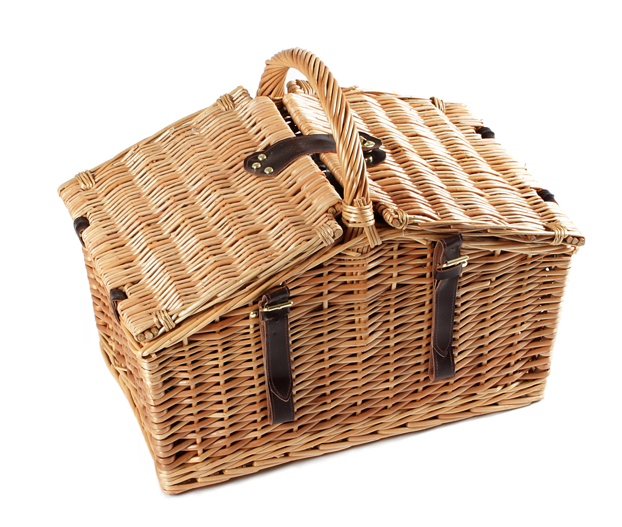 Greenfield Collection Somerley Willow Picnic Hamper for Four People with Matching Blanket - The Greenfield Collection