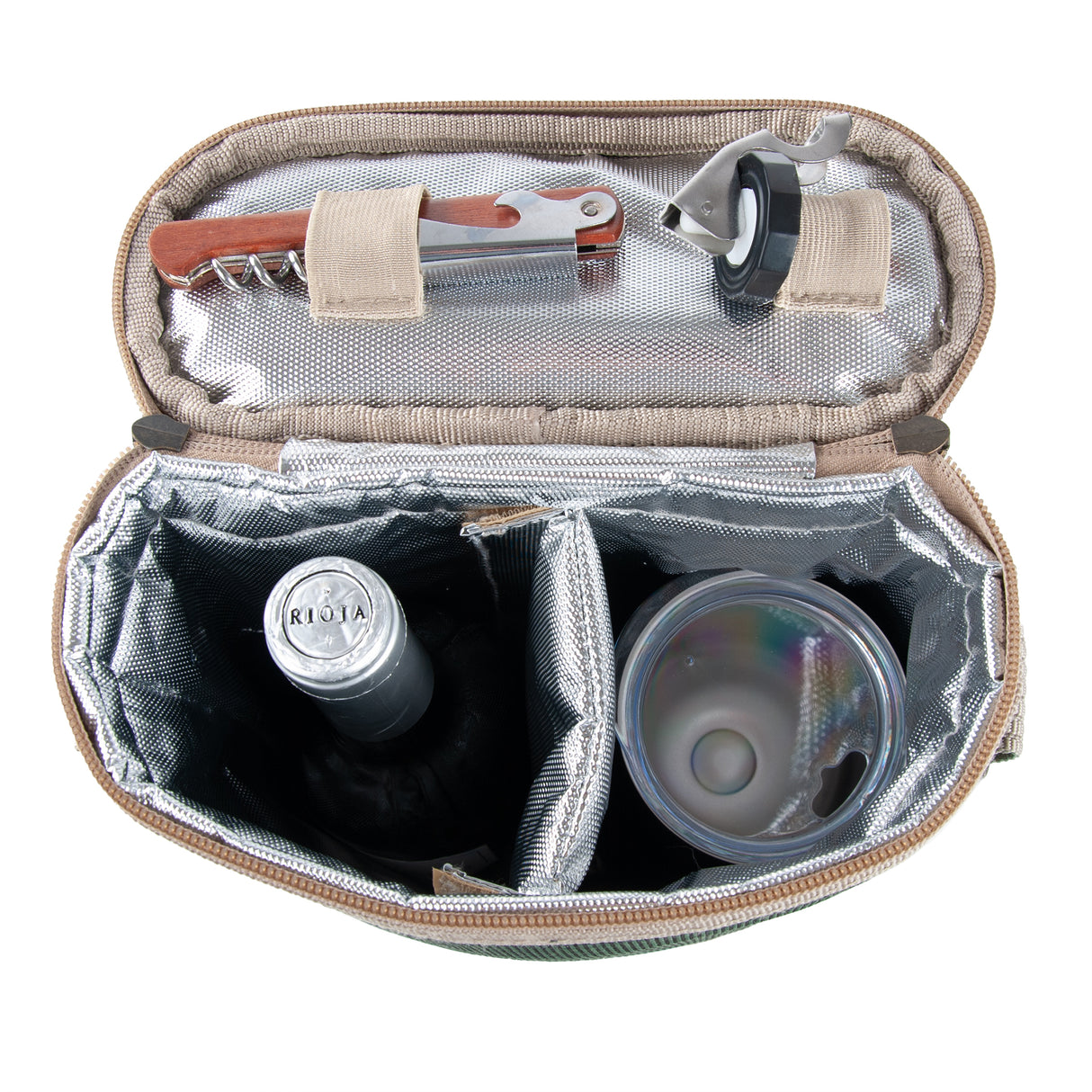 2 Person Wine Cooler Bag with Matching Tumbler - The Greenfield Collection