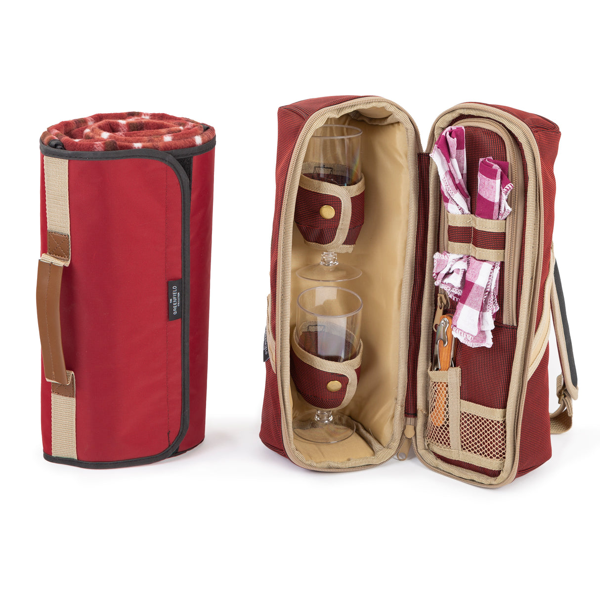 Greenfield Collection Deluxe Wine Cooler Bag for Two People with Matching Picnic Blanket - The Greenfield Collection