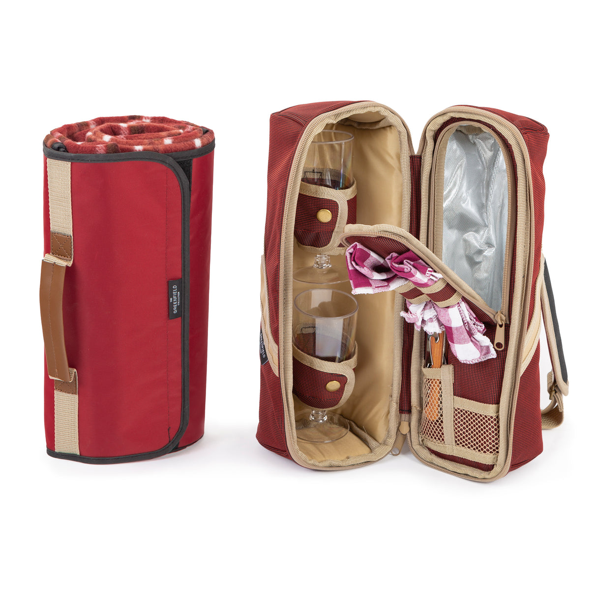 Greenfield Collection Deluxe Wine Cooler Bag for Two People with Matching Picnic Blanket - The Greenfield Collection
