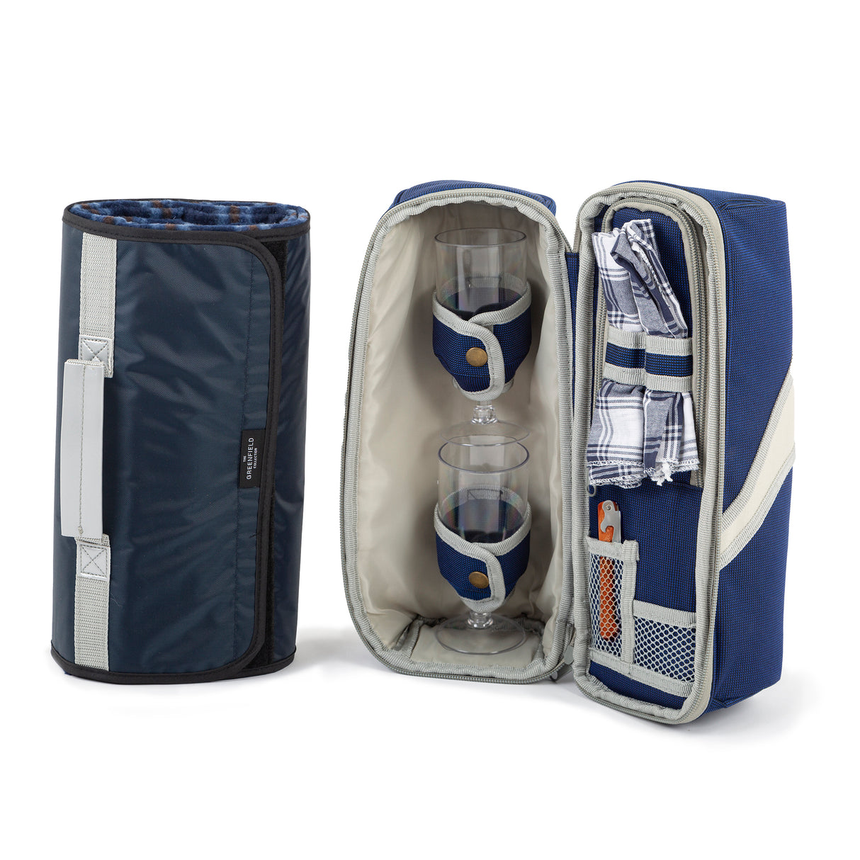 Greenfield Collection Deluxe Wine Cooler Bag for Two People with Matching Picnic Blanket - The Greenfield Collection