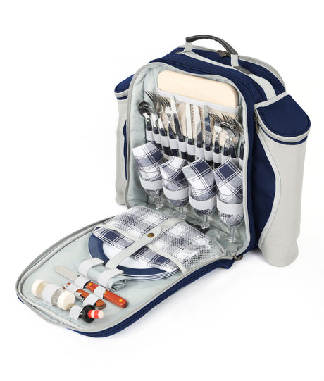 Greenfield Collection Deluxe Picnic Backpack Hamper for Four People - The Greenfield Collection