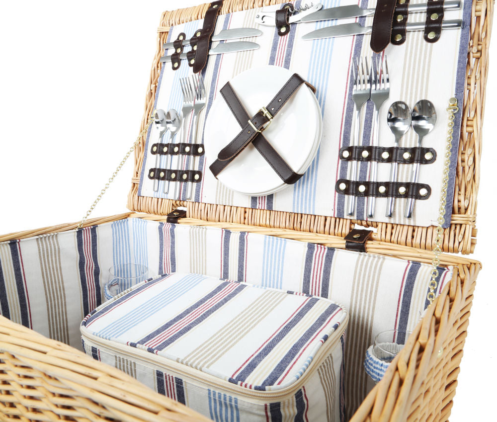 Greenfield Collection Ludlow Willow Picnic Hamper for Four People - The Greenfield Collection