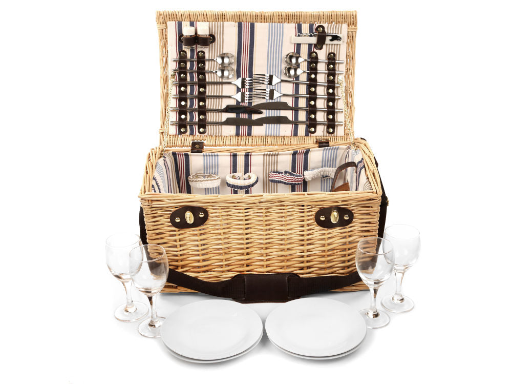 Greenfield Collection Oxford Willow Picnic Hamper for Four People - The Greenfield Collection