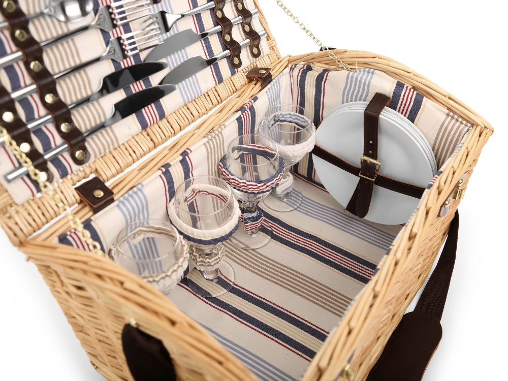 Greenfield Collection Oxford Willow Picnic Hamper for Four People - The Greenfield Collection