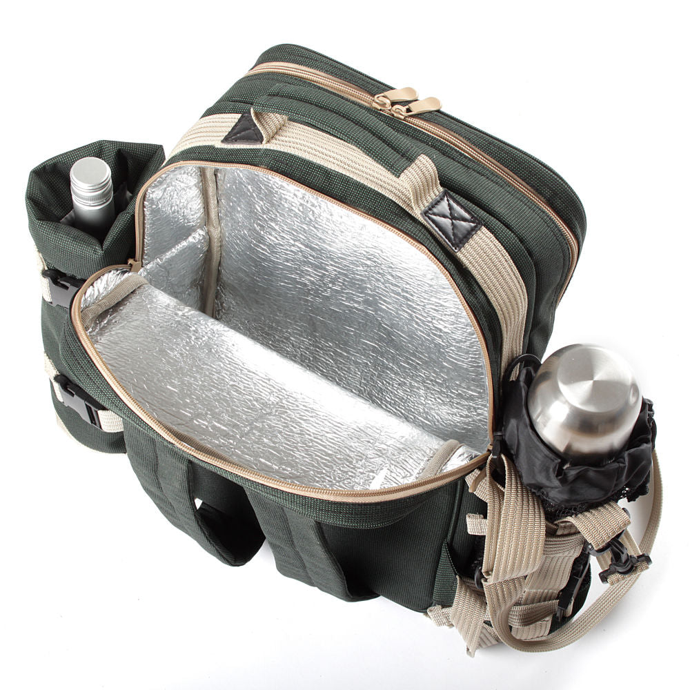 Greenfield Collection Super Deluxe Picnic Backpack Hamper for Two People with Matching Picnic Blanket - The Greenfield Collection