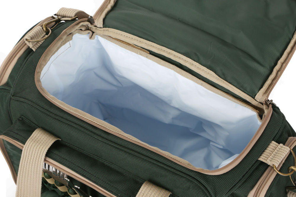 Greenfield Collection Deluxe Four Person Picnic Holdall in Forest Green - The Greenfield Collection
