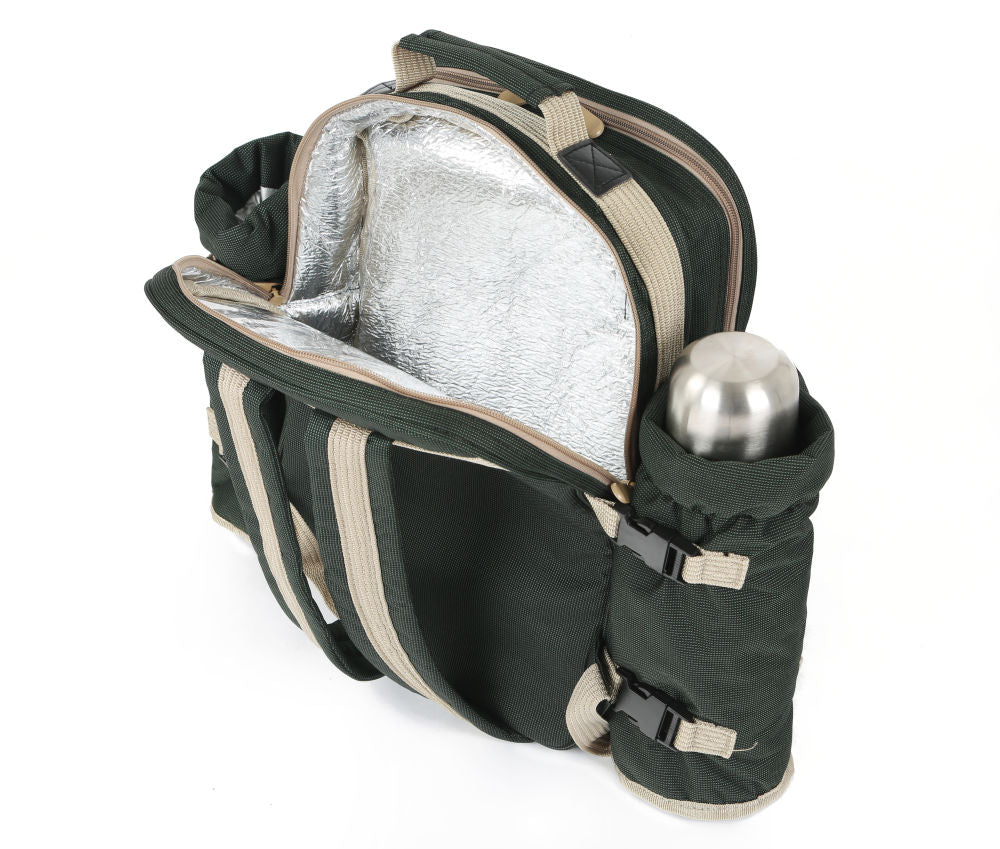 Greenfield Collection Super Deluxe Picnic Backpack Hamper for Four People - The Greenfield Collection