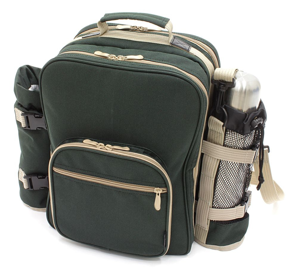 Greenfield Collection Super Deluxe Picnic Backpack Hamper for Two People with Matching Picnic Blanket - The Greenfield Collection