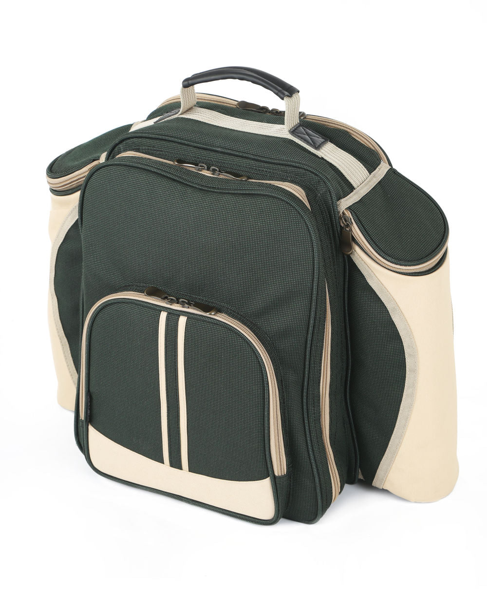 Greenfield Collection Super Deluxe Picnic Backpack Hamper for Two People with Matching Picnic Blanket - The Greenfield Collection
