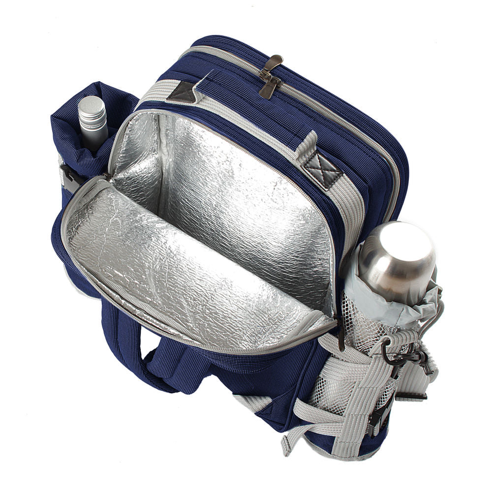 Greenfield Collection Super Deluxe Picnic Backpack Hamper for Two People with Matching Picnic Blanket - The Greenfield Collection