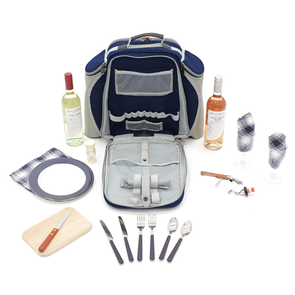 Greenfield Collection Deluxe Picnic Backpack Hamper for Two People with Matching Picnic Blanket - The Greenfield Collection