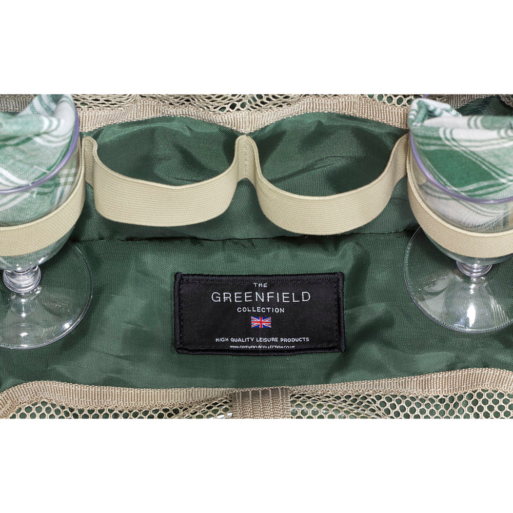 Greenfield Collection Deluxe Picnic Backpack Hamper for Four People with Matching Picnic Blanket - The Greenfield Collection