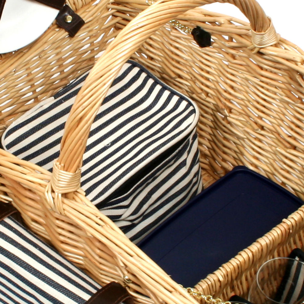 Greenfield Collection Somerley Willow Picnic Hamper for Four People with Matching Blanket - The Greenfield Collection
