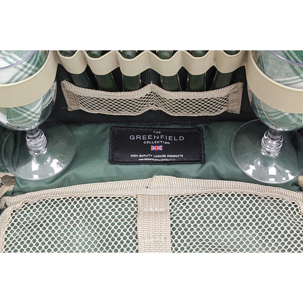 Greenfield Collection Super Deluxe Picnic Backpack Hamper for Two People with Matching Picnic Blanket - The Greenfield Collection