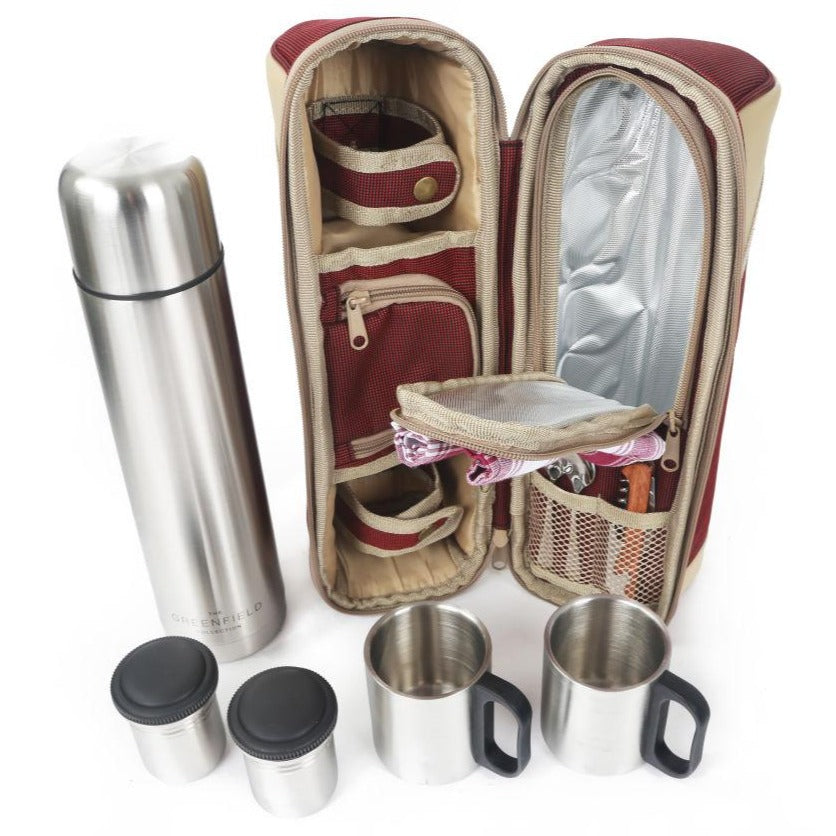 Greenfield Collection Deluxe Flask Hamper Bag for Two People - The Greenfield Collection