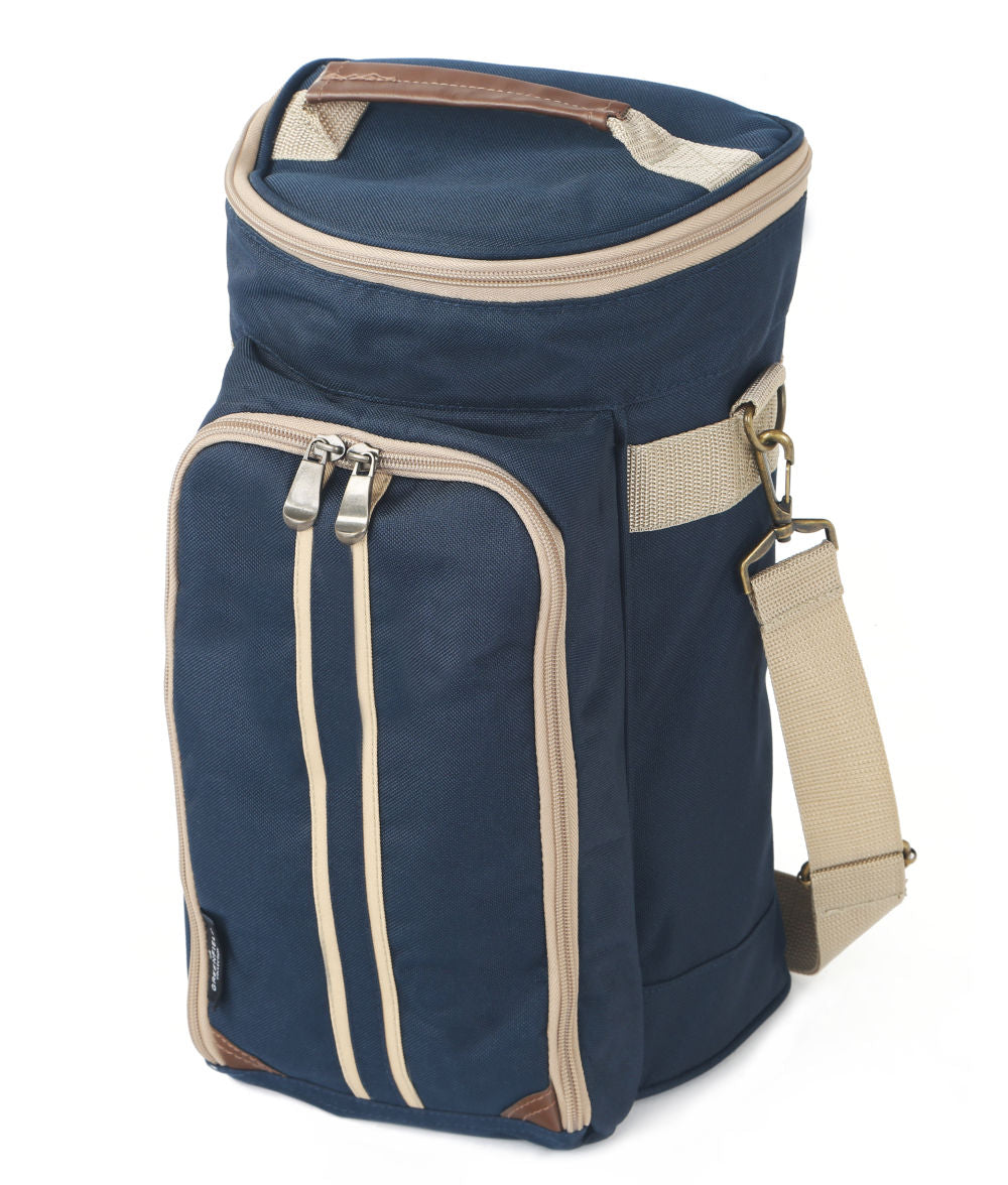 Greenfield Collection Super Deluxe Admiral Blue Wine Cooler Bag for Two People - The Greenfield Collection