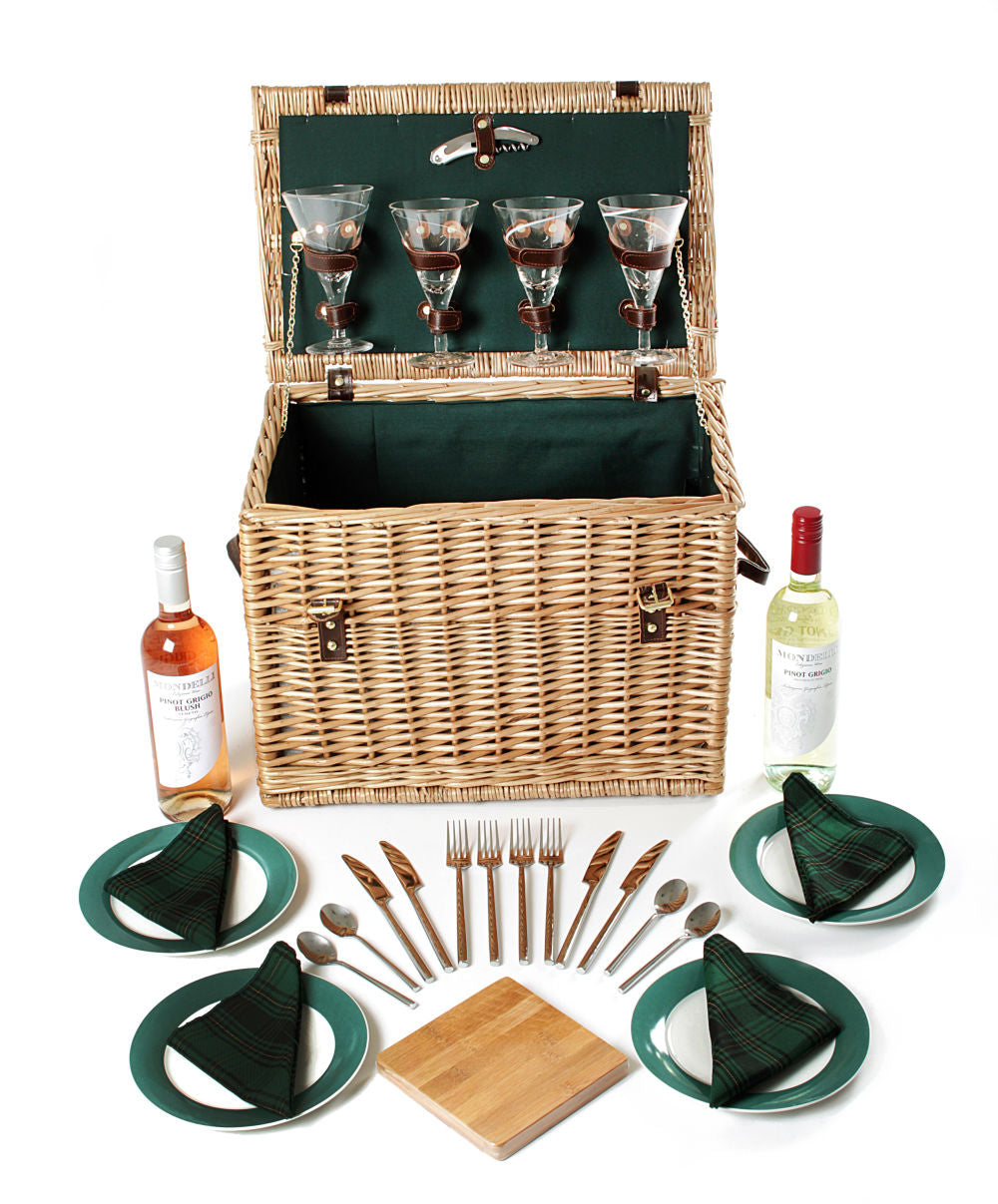 Greenfield Collection Amersham Willow Picnic Hamper for Four People - The Greenfield Collection