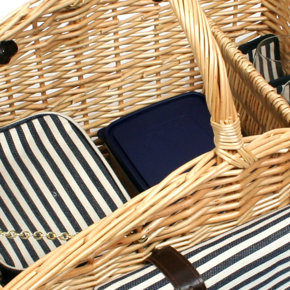 Greenfield Collection Somerley Willow Picnic Hamper for Four People with Matching Blanket - The Greenfield Collection