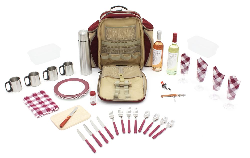 Greenfield Collection Super Deluxe Picnic Backpack Hamper for Four People - The Greenfield Collection