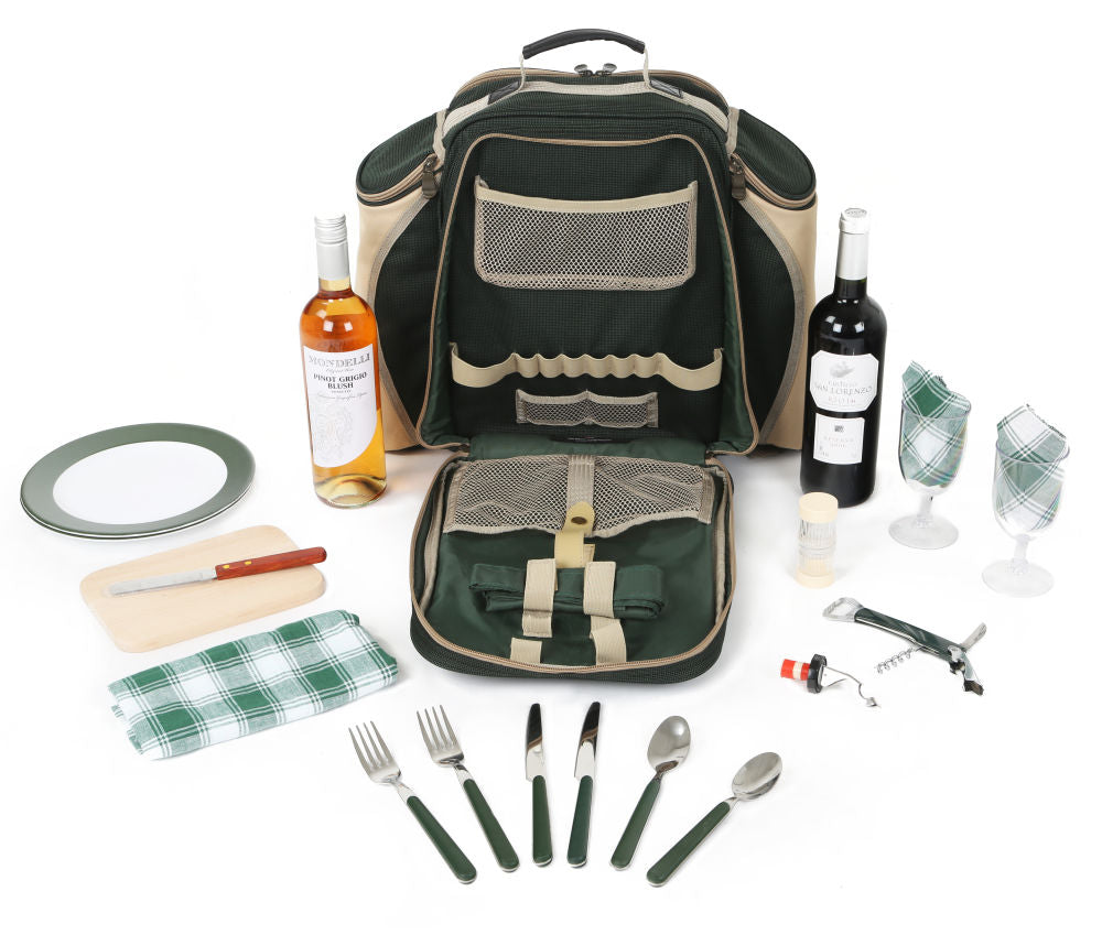 Greenfield Collection Deluxe Picnic Backpack Hamper for Two People - The Greenfield Collection