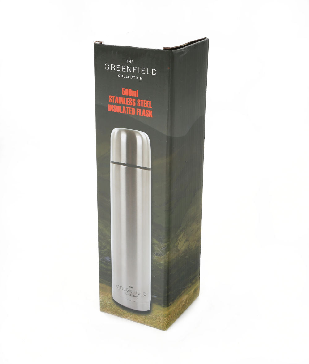 Greenfield Collection 0.5 Litre Vacuum Insulated Stainless Steel Flask - The Greenfield Collection