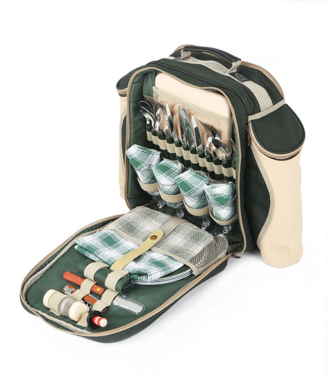 Greenfield Collection Deluxe Picnic Backpack Hamper for Four People - The Greenfield Collection