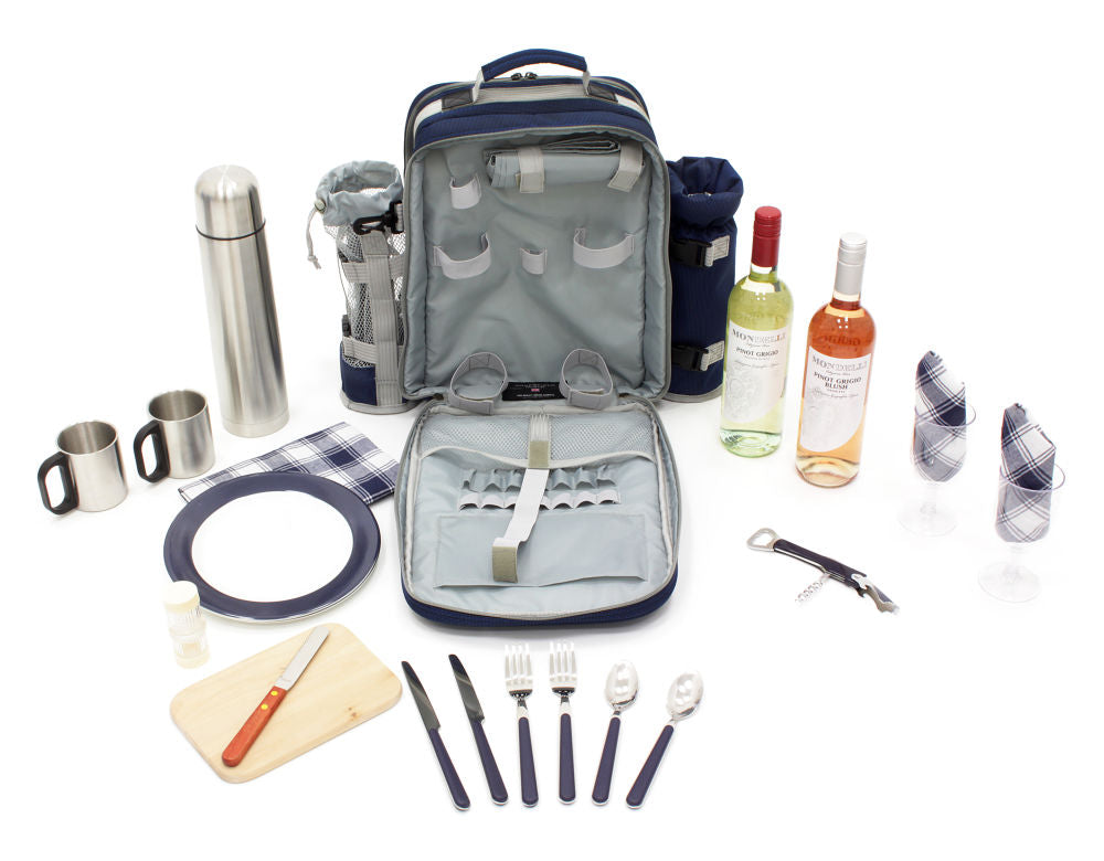 Greenfield Collection Super Deluxe Picnic Backpack Hamper for Two People with Matching Picnic Blanket - The Greenfield Collection