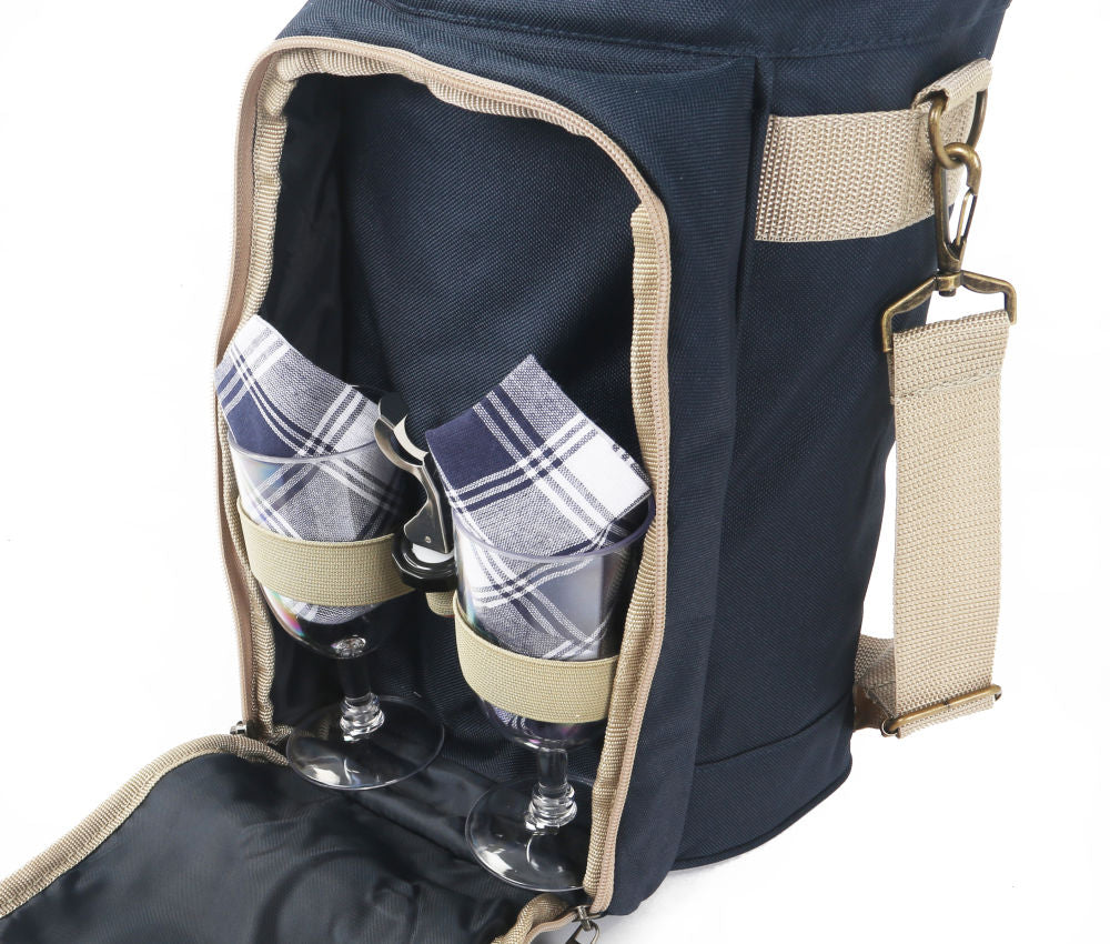 Greenfield Collection Super Deluxe Admiral Blue Wine Cooler Bag for Two People - The Greenfield Collection