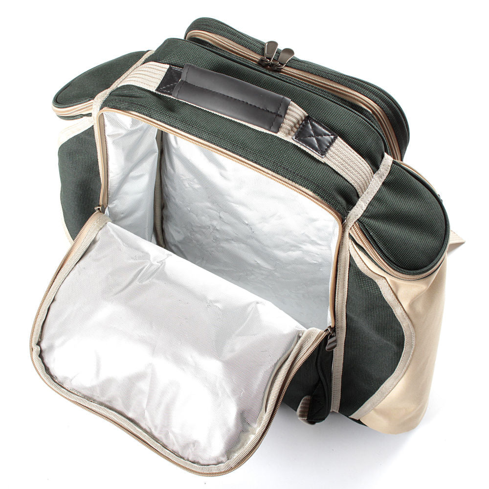 Greenfield Collection Deluxe Picnic Backpack Hamper for Four People with Matching Picnic Blanket - The Greenfield Collection